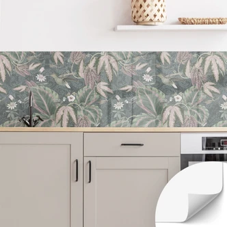 Self-adhesive kitchen splashback Hummingbird in a tropical forest - Bloomery Decor 