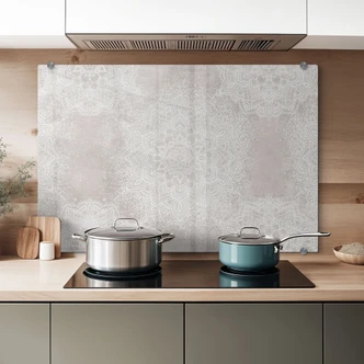 Kitchen Splashback Gentle mandala on gray-beige - Bloomery Decor 