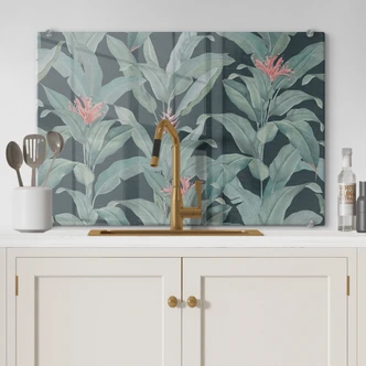 Kitchen Splashback Urban Jungle Tropical Leaves Green - Bloomery Decor 