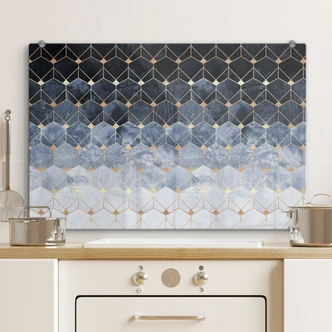Splashback Fredriksson - Hexagons - Blue & Gold 