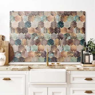Splashback Fredriksson - Gold & Copper Hexagons 