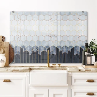 Splashback Fredriksson - Blue & White Hexagons 