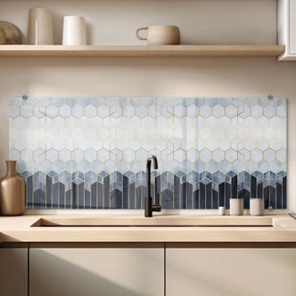 Splashback Fredriksson - Blue & White Hexagons 