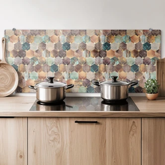 Splashback Fredriksson - Gold & Copper Hexagons 