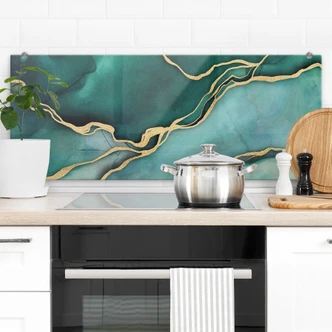Kitchen Splashback Marble in gold-green - Haase 