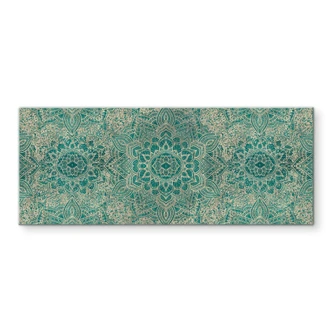 Kitchen Splashback Mandala Boho Gold-green - Bloomery Decor - Panorama 