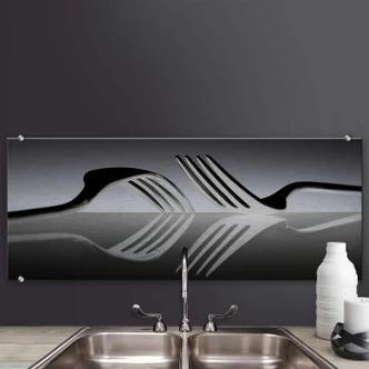 Splashback Alu-Dibond De Kogel - Silverware Reflection - panorama 