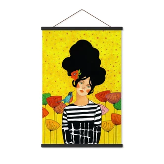Textile poster Flower girl in the summer garden - Hülya 