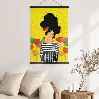 Textile poster Flower girl in the summer garden - Hülya 