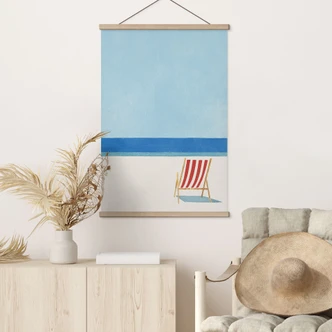 Textile poster deckchair with sea view - Rivers 