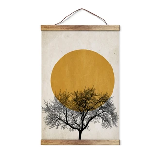 Canvas, Textile poster to hang Kubistika - Winter morning 