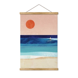 Textile poster surfer girl at sunset - Rivers 