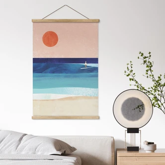 Textile poster surfer girl at sunset - Rivers 