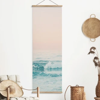 Textile poster Blue sea meets pink sky in Greece - Sisi & Seb - Panorama 