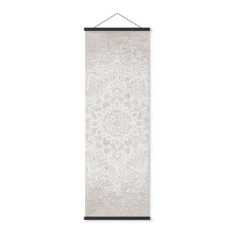 Textile poster Soft mandala on gray-beige - Bloomery Decor - Panorama 