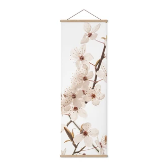 Textile poster Branch with white cherry blossoms - Sisi & Seb - Panorama 