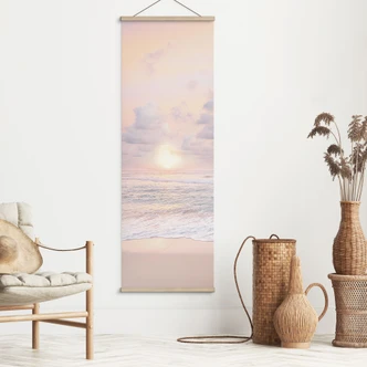Textile poster Sunset over beach and sea - Sisi & Seb - Panorama 