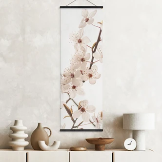 Textile poster Branch with white cherry blossoms - Sisi & Seb - Panorama 