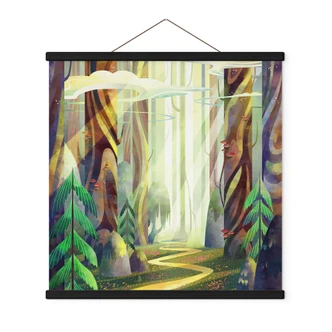 Textile poster Enchanted forest in the light - DigitalArtsi 