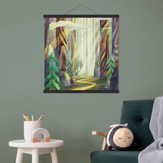 Textile poster Enchanted forest in the light - DigitalArtsi 