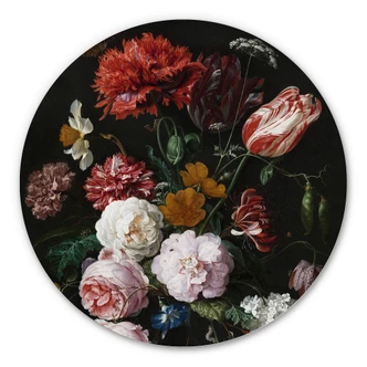 Alu-Dibond Wall Circle de Heem - Still Life with Flowers in a Vase 