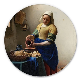 Alu-Dibond Wall Circle Vermeer - the Milkmaid 