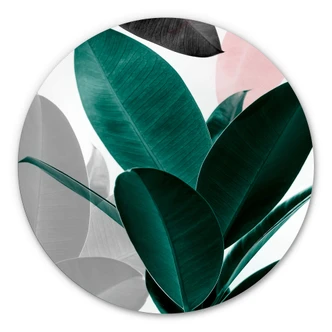 Alu-Dibond Wall Circle Sisi & Seb - Tropical Leaves 