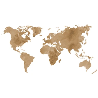 Wall sticker Water colour World Map -vintage brown 