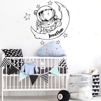 Wall sticker Astronaut + Name + Glow in Dark stickers 