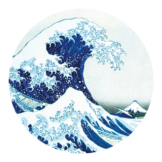 Wall Sticker Hokusai - The big wave - round 