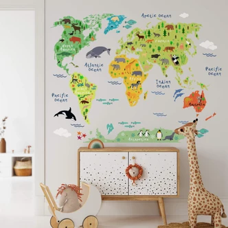 Wall sticker Animal World Map 
