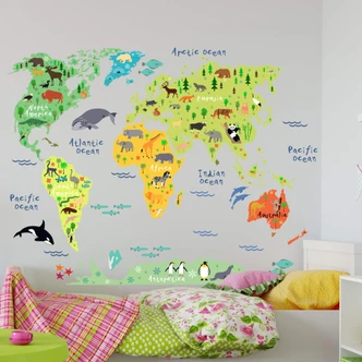 Wall sticker Animal World Map 