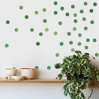 Wall sticker set Dots - Green (50 stickers) 