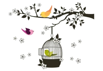 Birdies on the Tree Wall sticker 