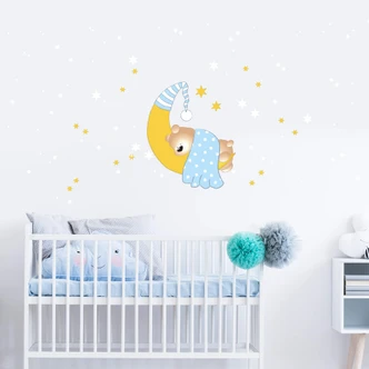 Bear, Moon and Stars (blue) + Glow in the Dark Stars 