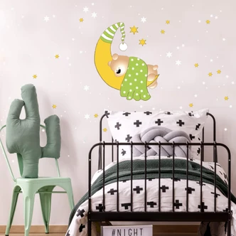Bear, Moon and Stars (green) + Glow in the Dark Stars 