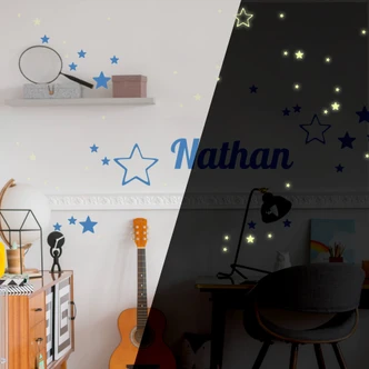 Glow in the Dark Stars + Name Wall sticker 